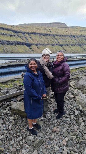 Kalpana Vijayavarathan, Diane Hirshberg & Panigkaq Agatha John Shields in Kaldbak, The Faroe Islands.