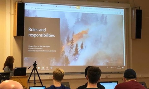 One of the students delivering a presentation.