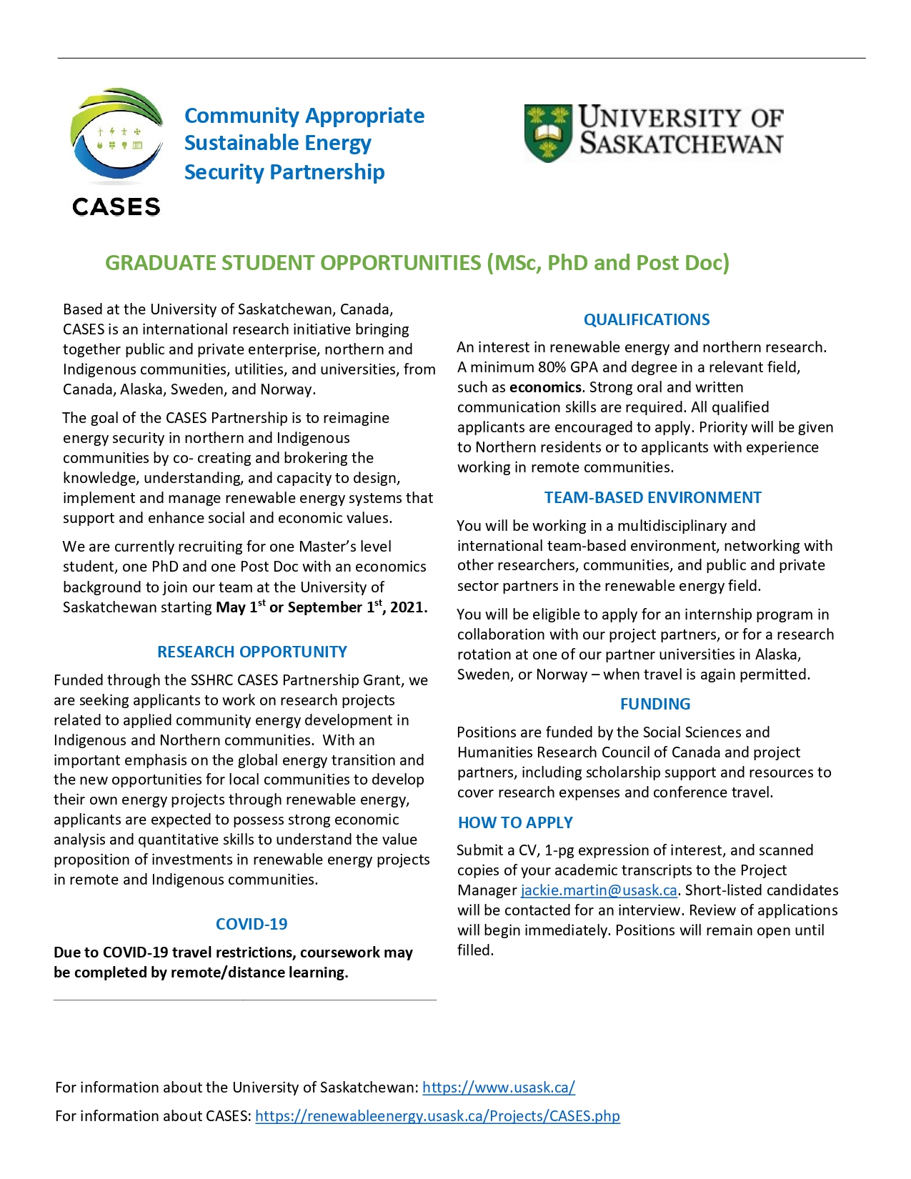 CASES Graduate Student Positions Sept2021