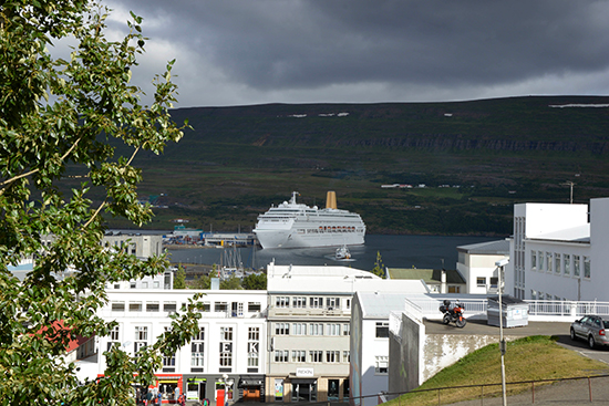 Cruise Tourism Is Growing In Arctic Waters. Cruiseship In Akureyri, Iceland