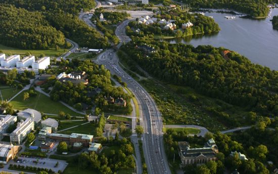 Stockholm University (Frescati and Kräftriket campuses) with Stockholm city centre in the background