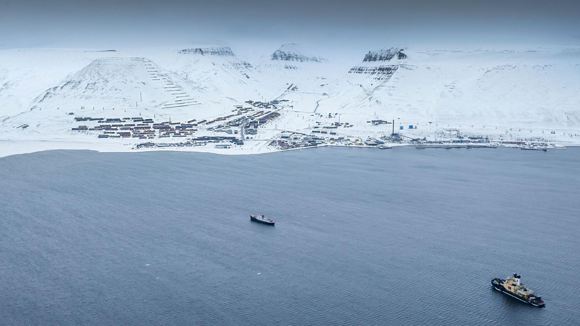 The icebreaker Oden in the Svalbard, in front of Longyearbyen.